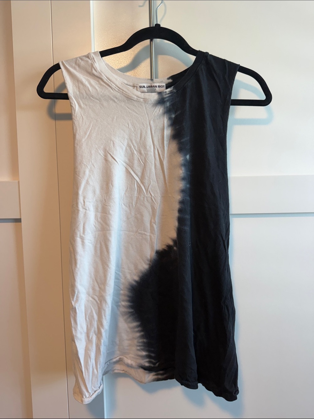 Sub_Urban Riot Black & White Tie-Dye Muscle Tee